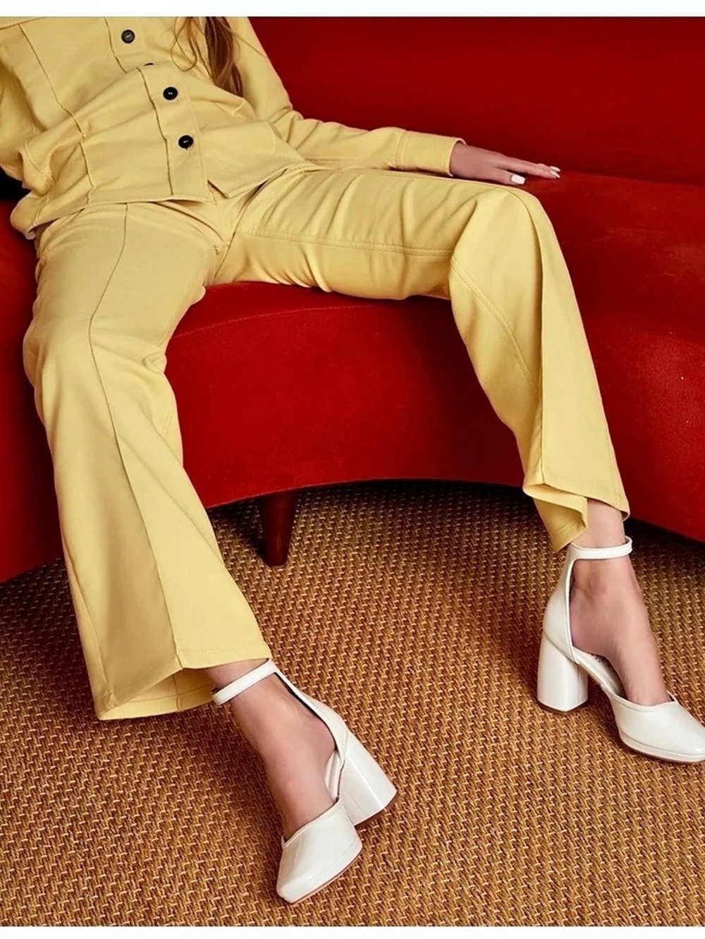 Daniella Shevel Retro Lady White Ankle Strap Heels